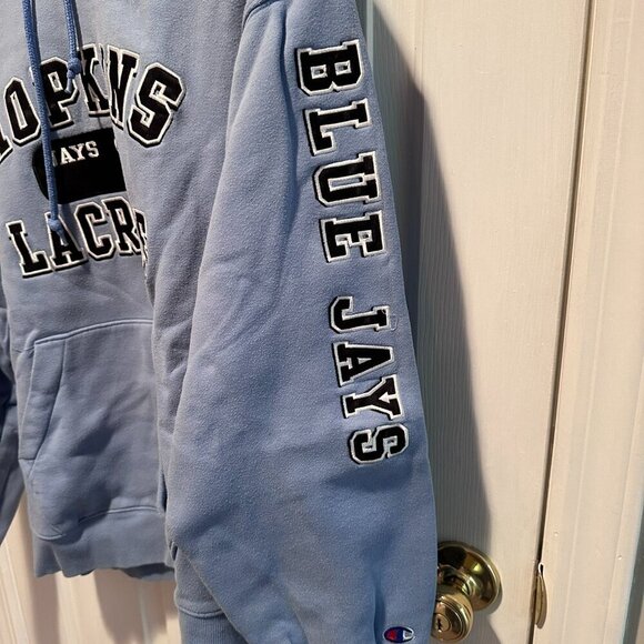 Johns Hopkins Blue Jays Lacrosse Embroidered Champion Hoodie - Size Large - Picture 2 of 5